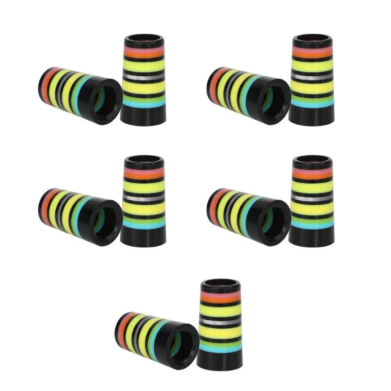 10Pcs Professional Golfing Iron Ferrules for 0.35Inch Tapered Parallel Shafts Colorful Striped Golfing Tapered Ferrules 69HD