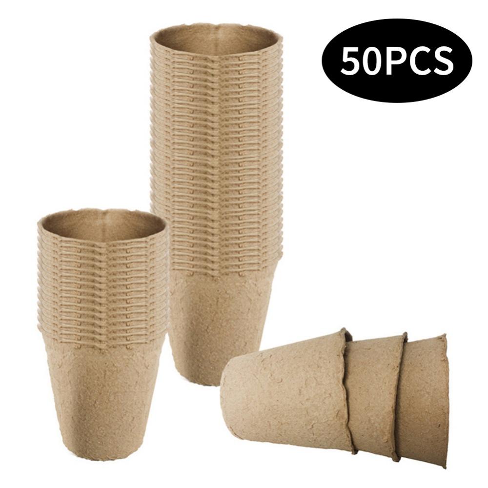 20/50Pcs 6cm Environmental Protection Garden Round Peat Pots Plant Seedling Starters Cups Nursery Herb Seed Tray Planting Tools