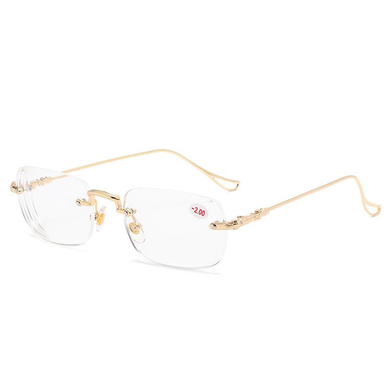 Diamantschliff Lesebrille Damen Randlos Anti-Blaulicht Brille Damen Plus Korrekturbrille Dioptrien 0 bis +4,0