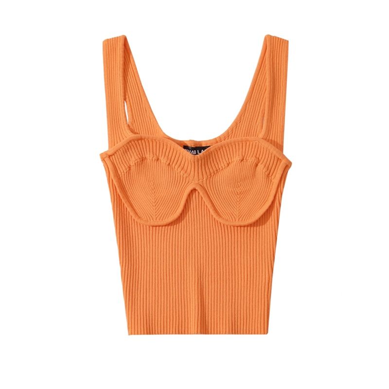 Za2025 Summer New Women clothes Versatile Slim fit Slimming Sexy Backless Square Collar Three-Dimensional Texture Knit vest