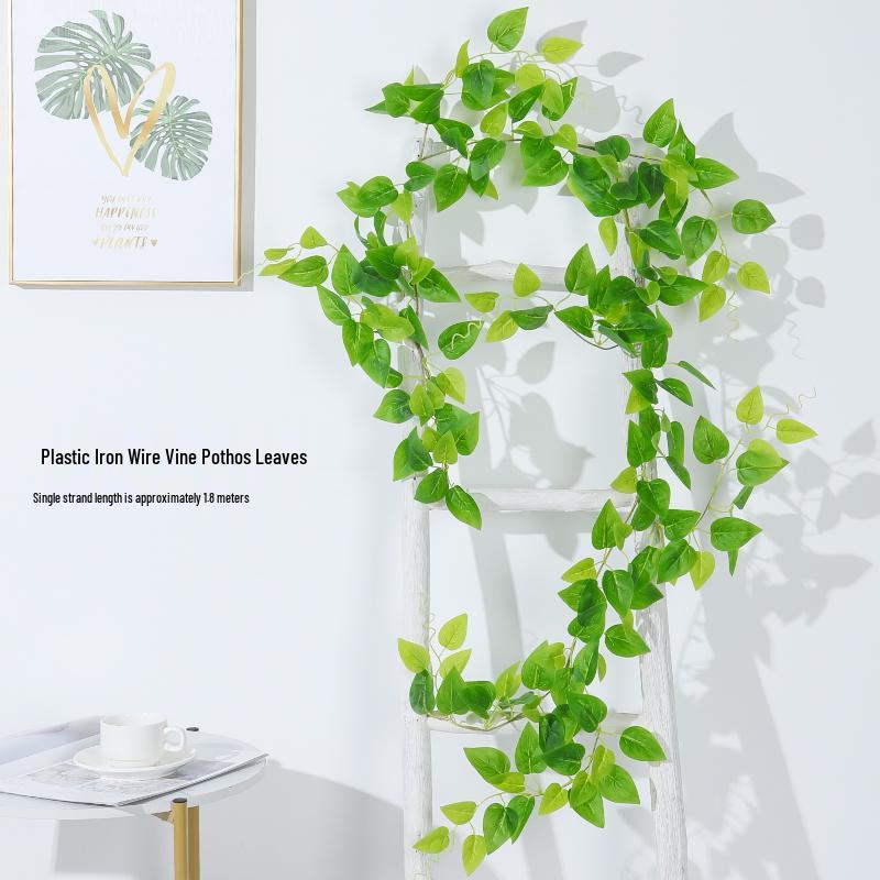 Artificial Rattan Vines for Pipe and Ceiling Decoration - Fake Green Leaves