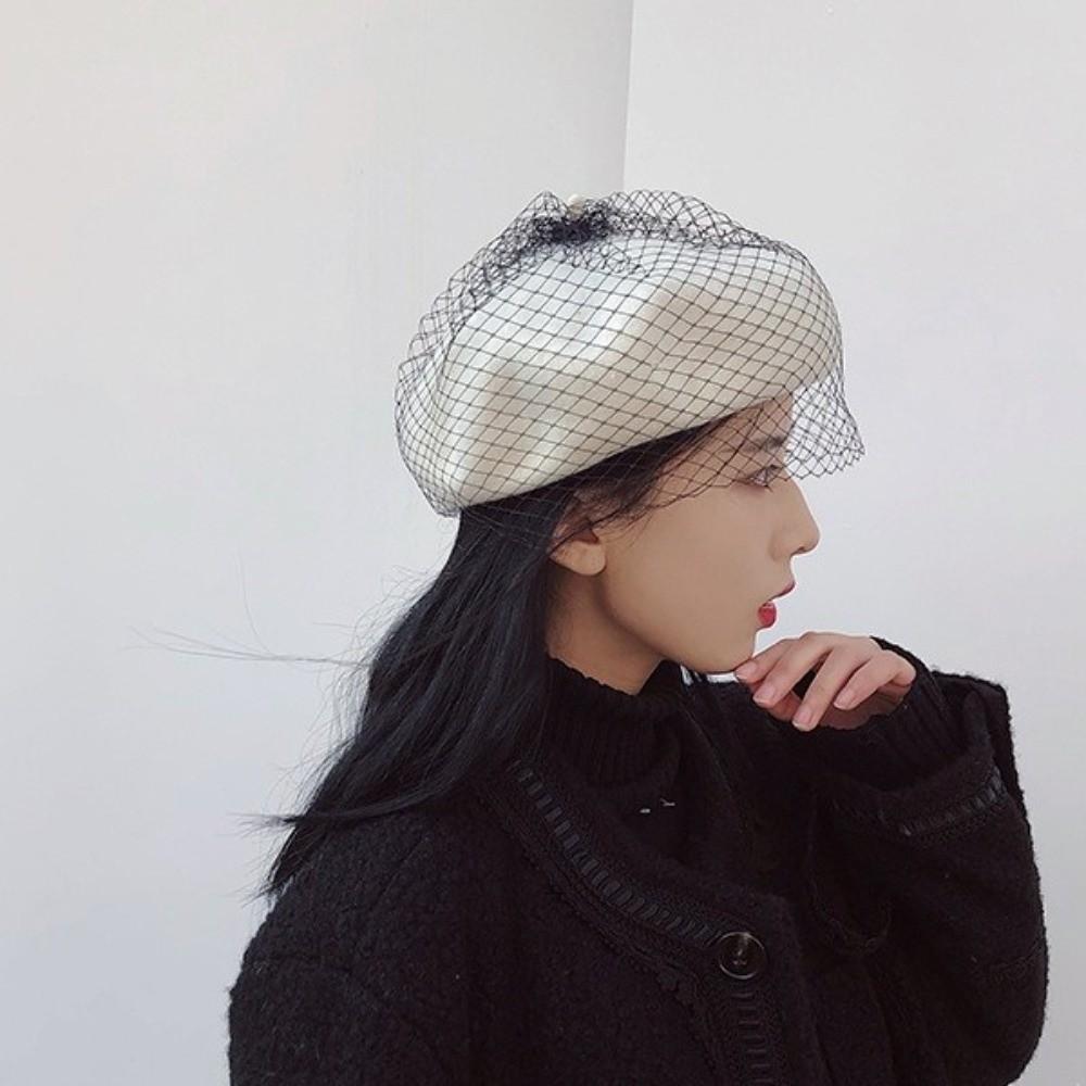 French Style Mesh Wool Beret Net Beanie Cap Elegant Painter Hat Women