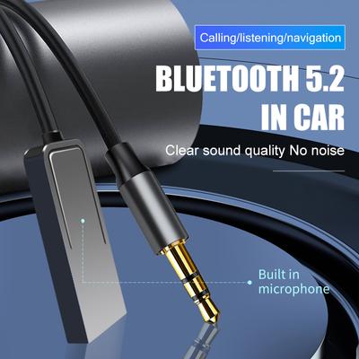 Adaptador AUX Bluetooth para coche, transmisor de audio con conector de 3,5 mm, receptor inalámbrico 5.2, cable USB, kit manos libres para coche con micrófono