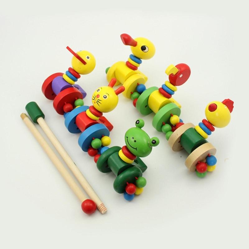 Wooden Pushing Toy For Baby Hand Eye Coordination Toy for Ages 18-36 Months Physical Development Waddling Toy