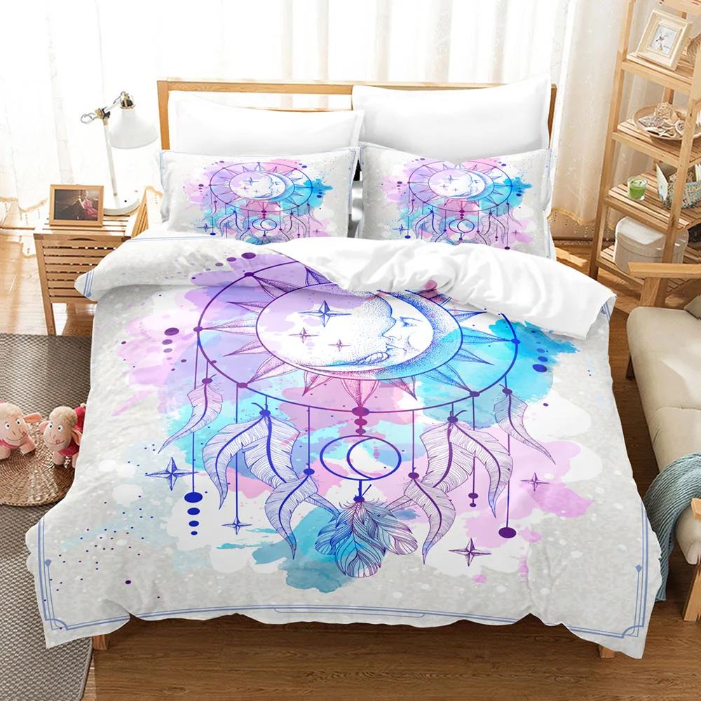 Ins Luxury Bedding Set 3D Printed Dream Catcher Vintage Romantic Soft Microfiber Duvet Cover Set King Size Pillowcases for Adult