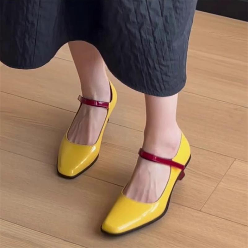 Women's Mary Janes Shoes New High Quality Pumps Unique High Heels Dress Shoes Square Toe Shallow Buckle Strap Women's Shoes