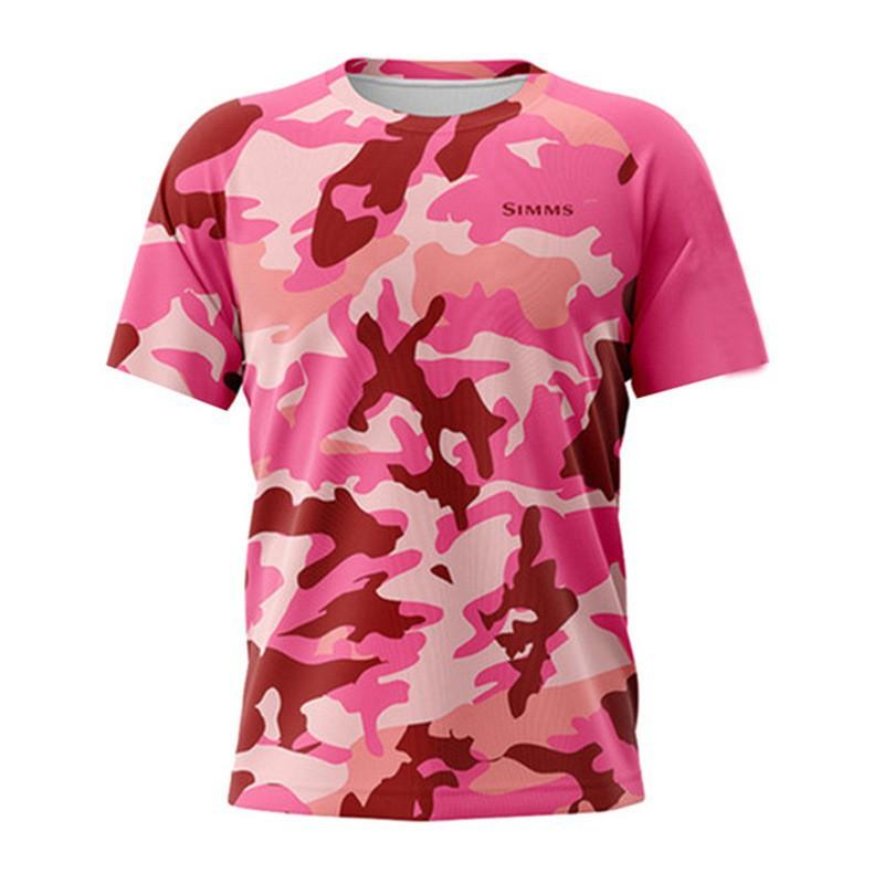 SIMMS Fishing Clothes Camo Sunblock Outdoor Luya Short-sleeved Sweatshirt Breathable T-shirt Top