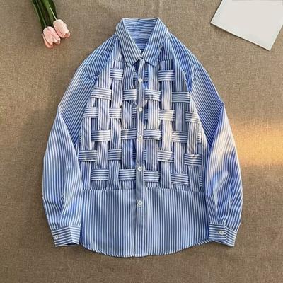 Herren Freizeithemd Revers Langarmshirt Tops Hohlgeflecht Design Einfarbige Oberteile