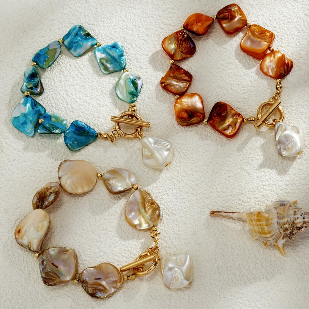Irregular Shell OT Buckle Bracelet Necklace Female, Seaside Vacation Travel Accessories