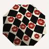 1pc Lips Chessboard Automatic Open/close, Heavy-Duty Iron Frame & 8-Rib Structure, Compact Folding Umbrella for Women/Men, All-Season Travel, Hallowee