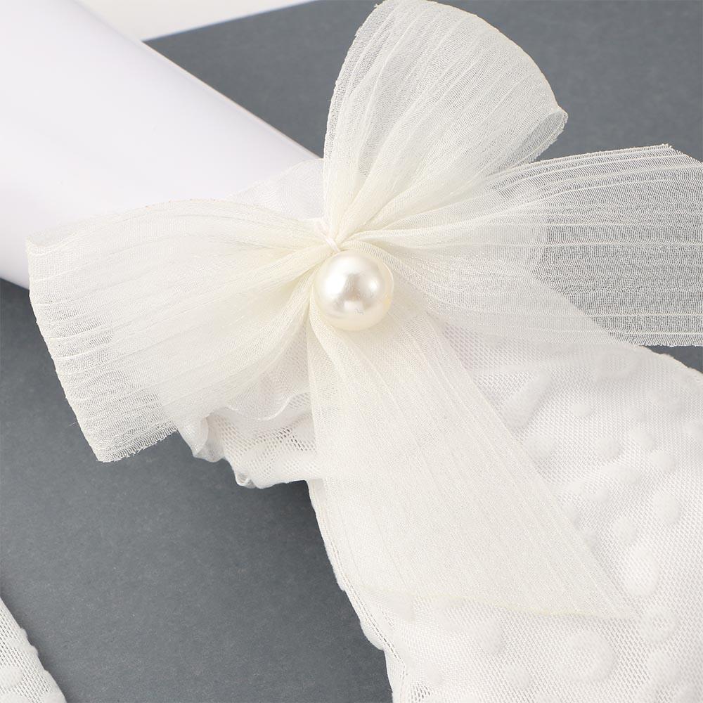 Pearls Flexible Accessories Girls Wedding Lace Bow Gloves Bridal Mittens White Gloves Ruffle