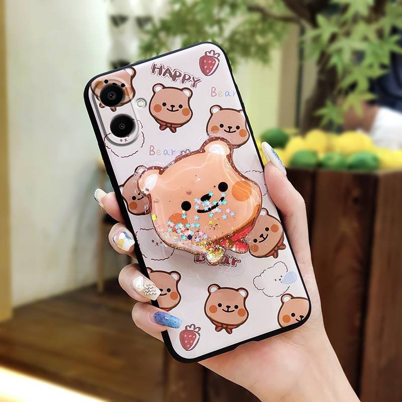 Fashion Design Dirt-resistant Phone Case For Samsung Galaxy A07 Glitter Soft Case Rotatable Stand Skin Feel Silicone TPU