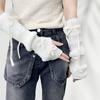 Women'S Bow-Knot Hand Sleeve Half-Finger Gloves Knitted Wool Ribbon Sleeves Fashionable Ballet Style Arm Sleeves