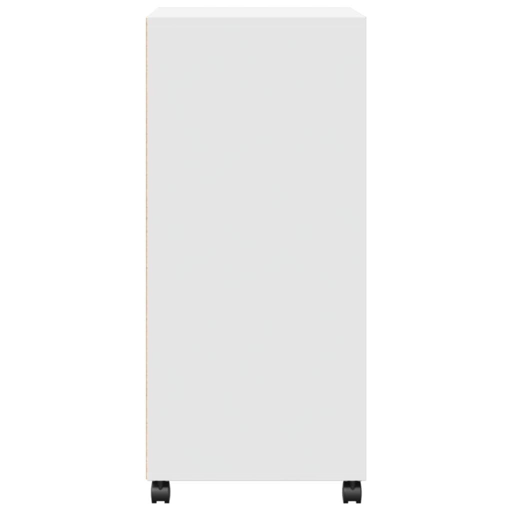 Vidaxl Szafka Na Kółkach, Biała, 55X40X91 Cm, Materiał Drewnopochodny