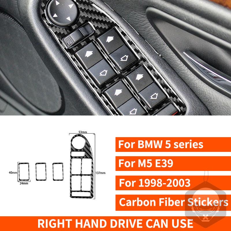 For BMW 5 Series M5 E39 1998-2003 Real Carbon Fiber Sticker Radio AC CD Shift Door Lift Panel Car Accessories Ide Decorative