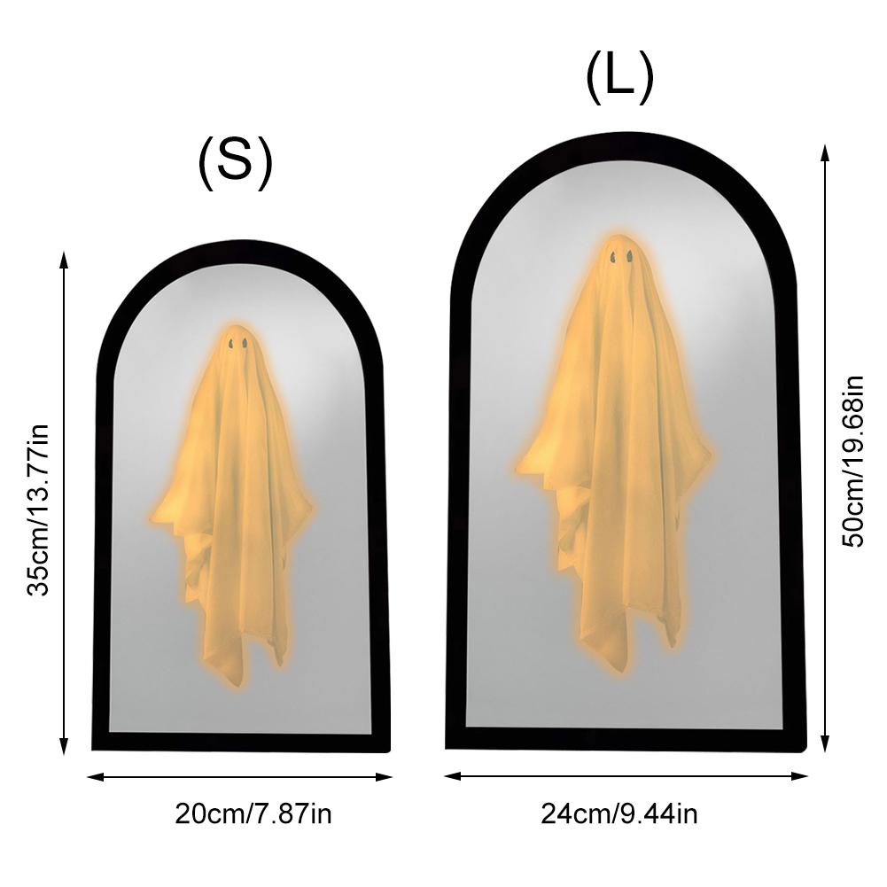 Halloween Ghost Mirror Night Light Halloween Spooky Scary Ghosts Table Mirror LED Ghost Hologram Mirror Decorations