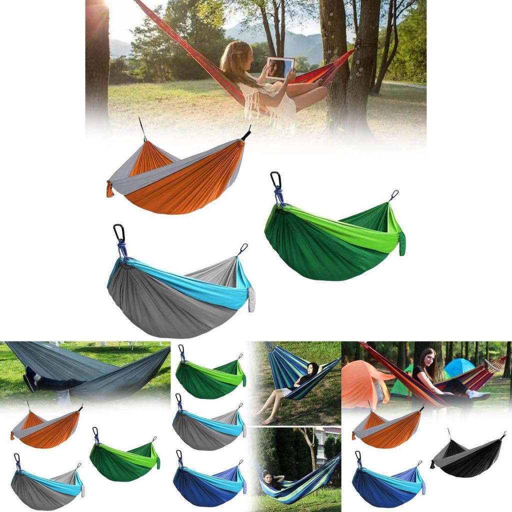 Double Nylon Hammock With Parachute Fabric For Outdoor Camping And Portable Use