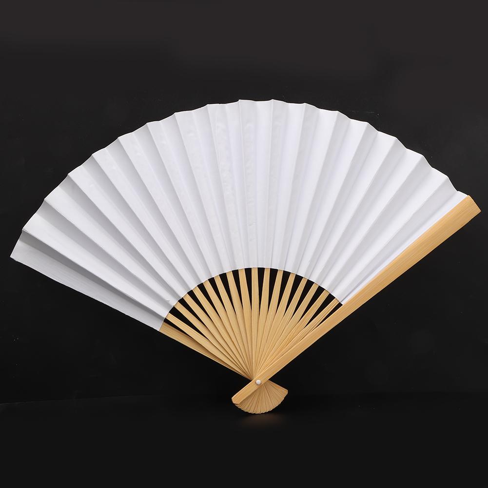 White DIY Paper Wood Folding Fan Calligraphy Painting Drawing Fans Decor Gift