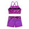 Kids Girls Sequins Mermaid Tank Top with Shorts Dance Outfit Gymnastics Dancing Costume Swimwear