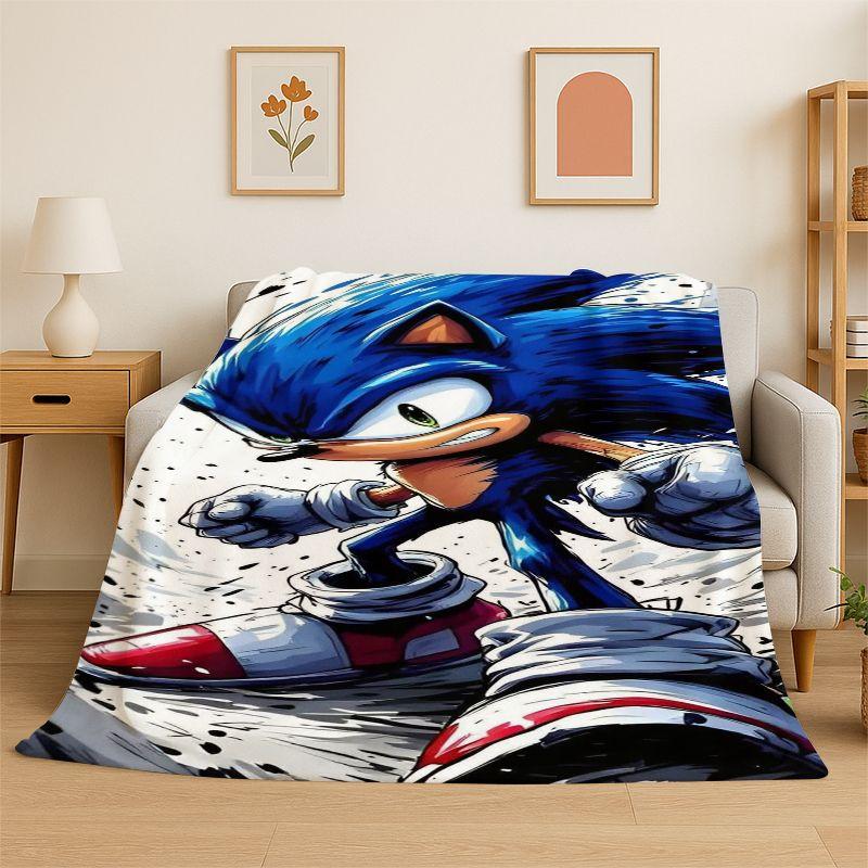 Classic Game S-Sonic Cartoon Soft Flannel Throw Blanket,Cozy Blanket for Bed,Couch,Sofa,Bedroom,Living Room,Travel,Picnic Kids