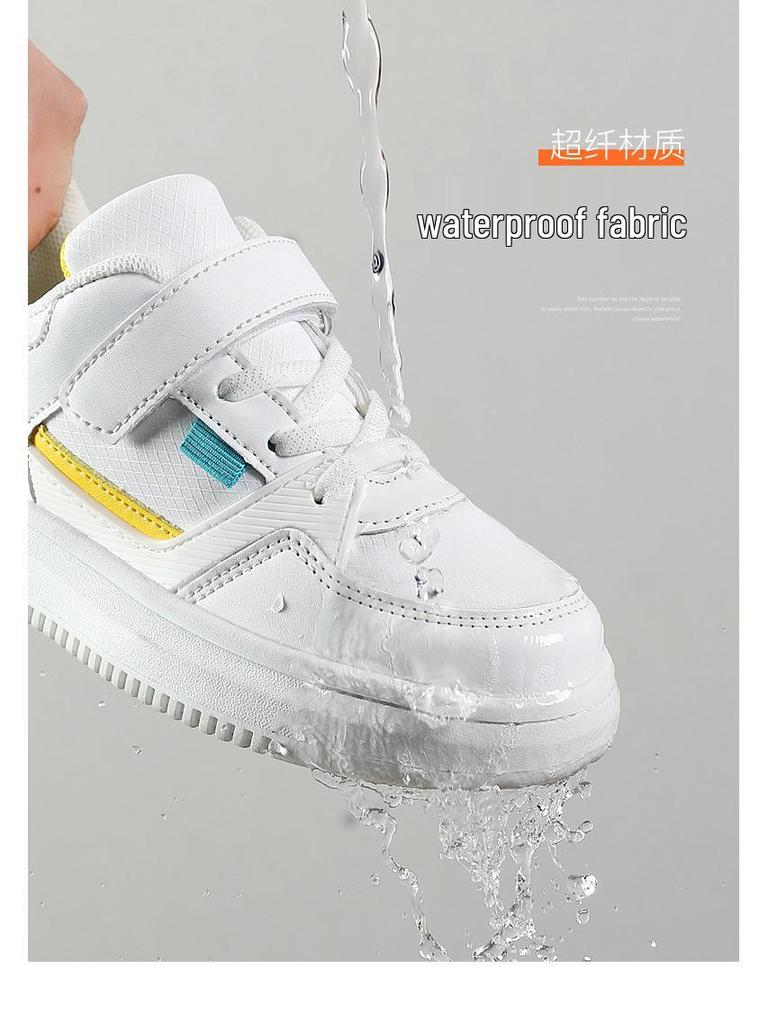 Kids' White Leather Skate Shoes for Boys - Comfortable Casual Footwear for Primary and Big Kids