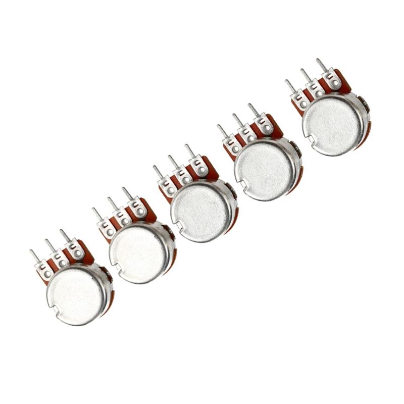 5 Pack Split Shaft 220K Ohm Potentiometer with 3 Pin Terminal Suitable for Easy Wiring In Guitar Amplifier Circuits