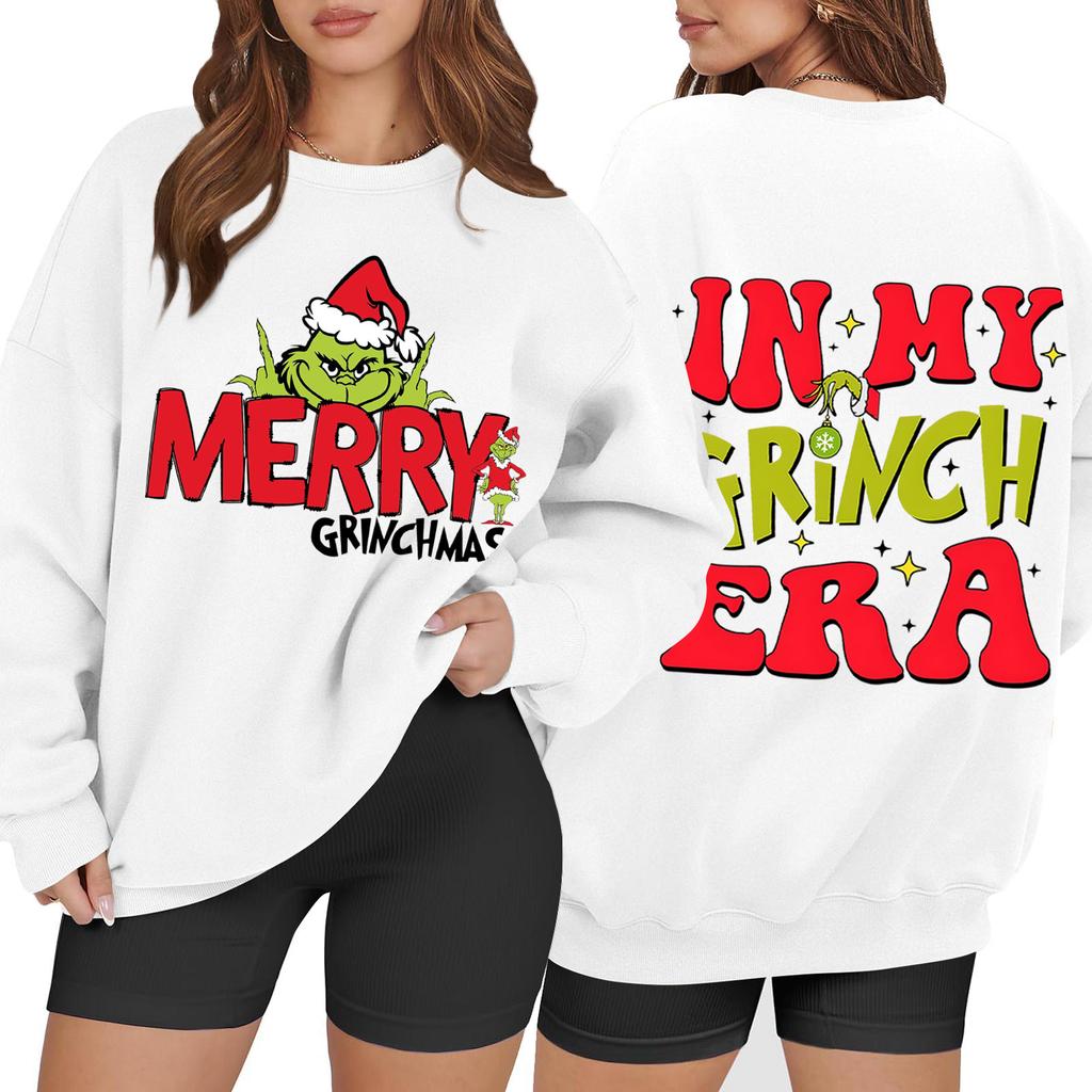 Women's Casual Fashion Long Sleeve Christmas Printed Round Neck Sweatshirt Top