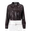 Retro Biker Style Women's PU High-Shine Jacket - 2025 Autumn Winter Trendy Versatile Faux Leather Coat, Edgy Chic Motorcycle Outerwear