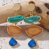 Boho Elegant Geometric Drop Resin Stone Long Stud Earrings For Women Simple Irregular Blue Earring Jewelry Gifts