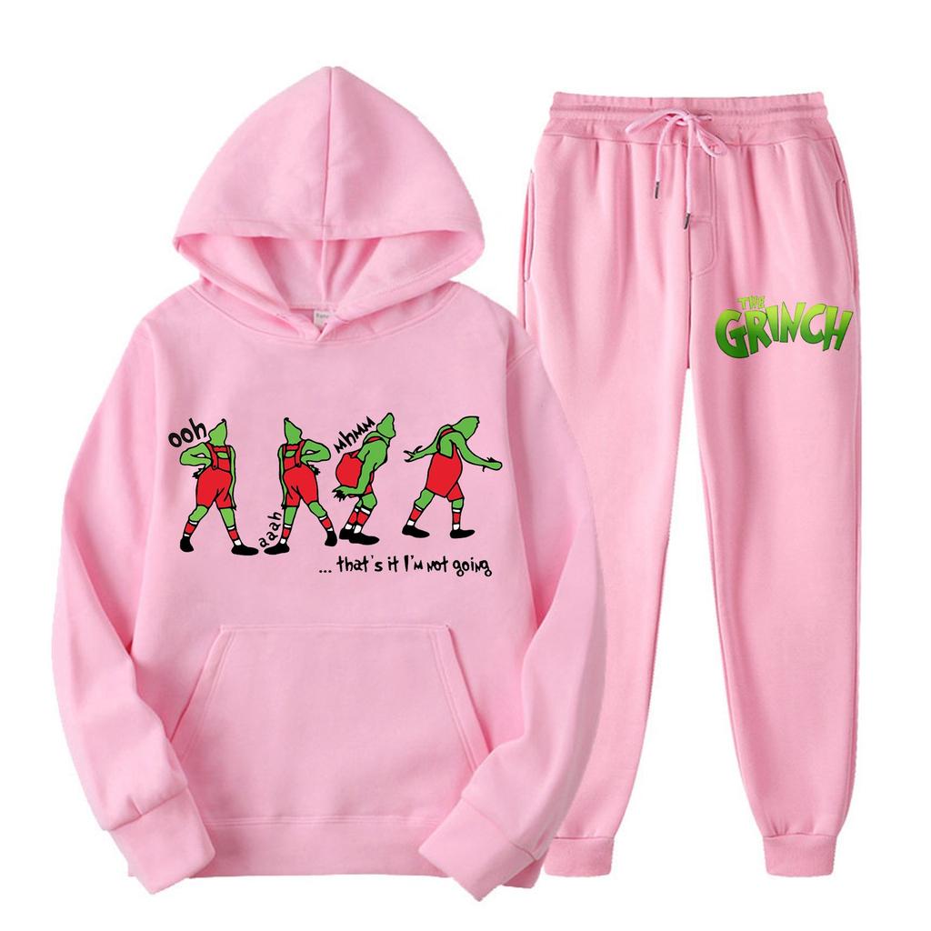 Women's Hooded Sports Tracksuit Unisex Two-Piece Running Outfits Long Sleeve Pullover Hoodies Sweatshirt+Sweatpants Set