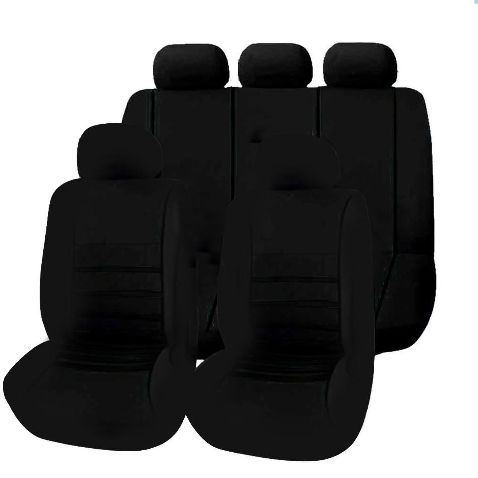 

European and American Universal 5-Seater Car Seat Cover - All Seasons, Waistline Design, Large Stock in Mexico 9-piece set (Complete 5-seater) чорний