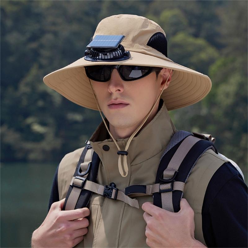 Solar Powered Outdoor Cooling Hat With Built In Fan For Hiking Fishing Lightweight Adjustable Sun Hat