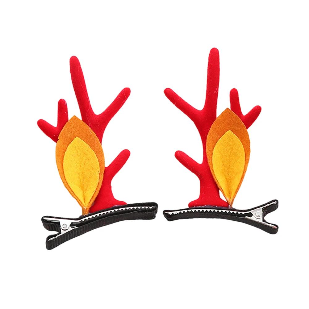 Christmas Decorative Deer Antler Hair Clip Party Costume Accessory Halloween Adult Hair Card Adorable Girl Heart Festival Gift