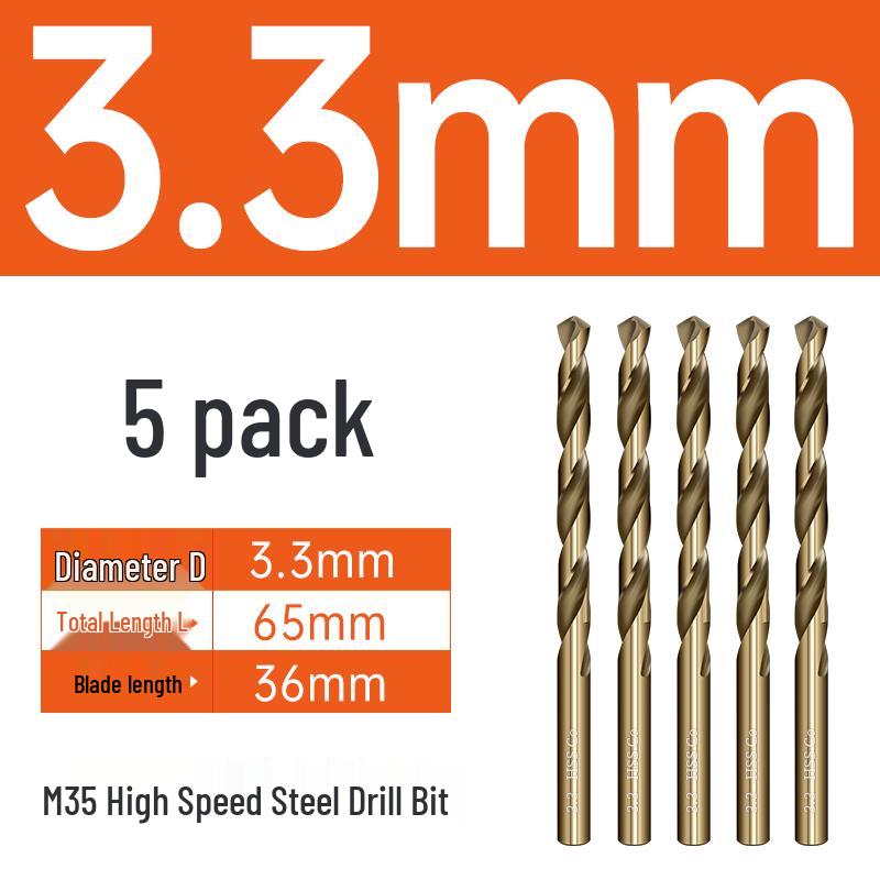 M35 Cobalt Twist Drill Bits Set for Stainless Steel, High Hardness, Straight Shank, Hand & Electric Drills