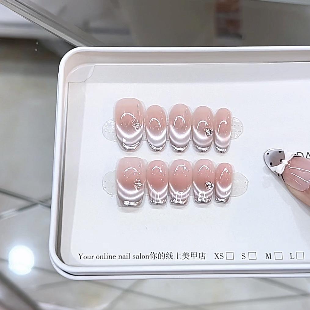 Hand-made Armor Dreamy Fingertip Magic Mirror Powder Blush French Cat Eye Pure Temperament Nail Art Patch