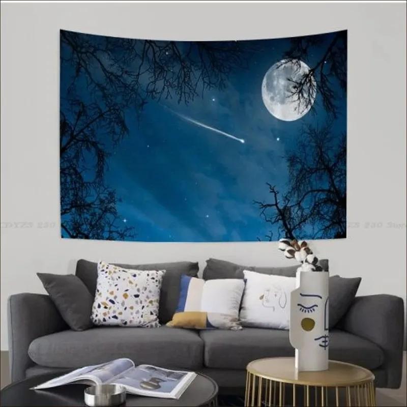

Гобелен «Ночное звездное небо и луна» Гобелен для офиса, гостиной, украшения стен дома 100x75cm