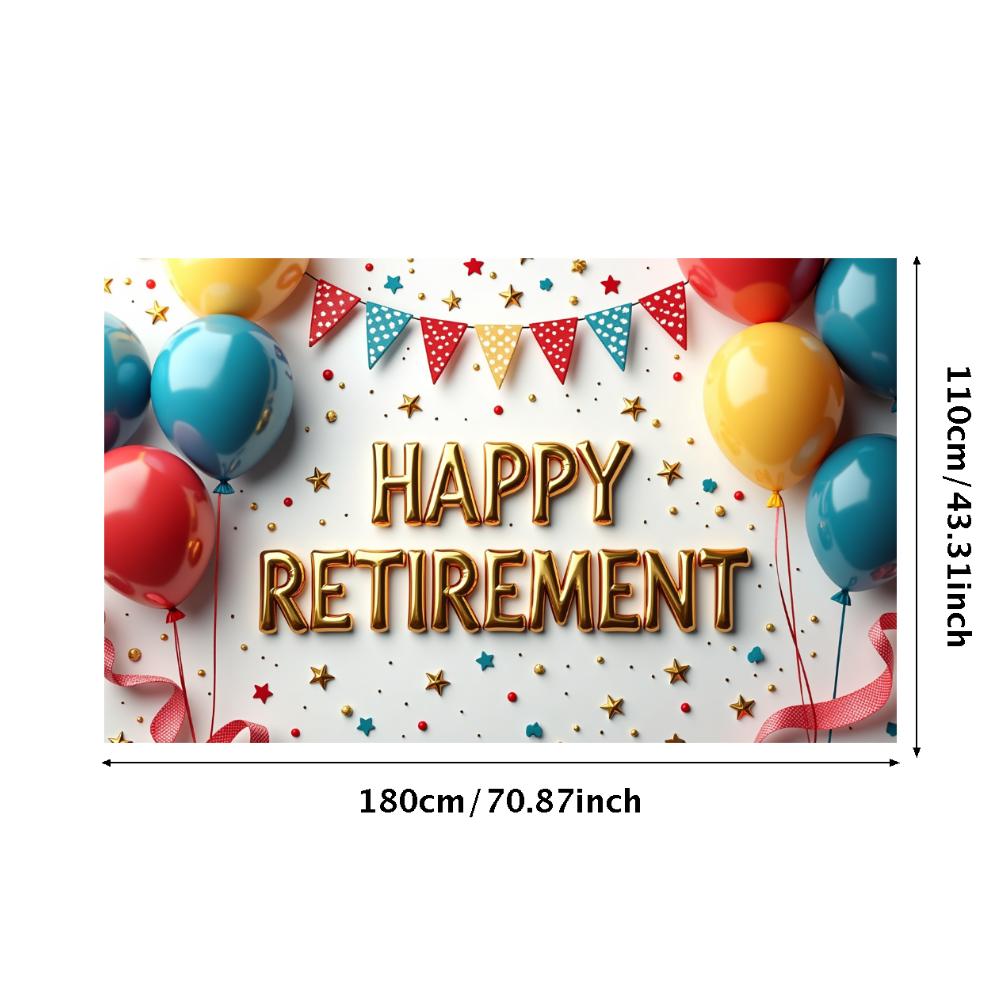 Happy Retirement Banner Balloons Retirement Theme Party Celebration Decoration Backdrop Photography Background Prop Wall Poster