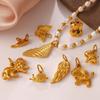 Lucky Cat Cartoon Animal DIY Pendant, 18K Gold Plated Stainless Steel Versatile Charm