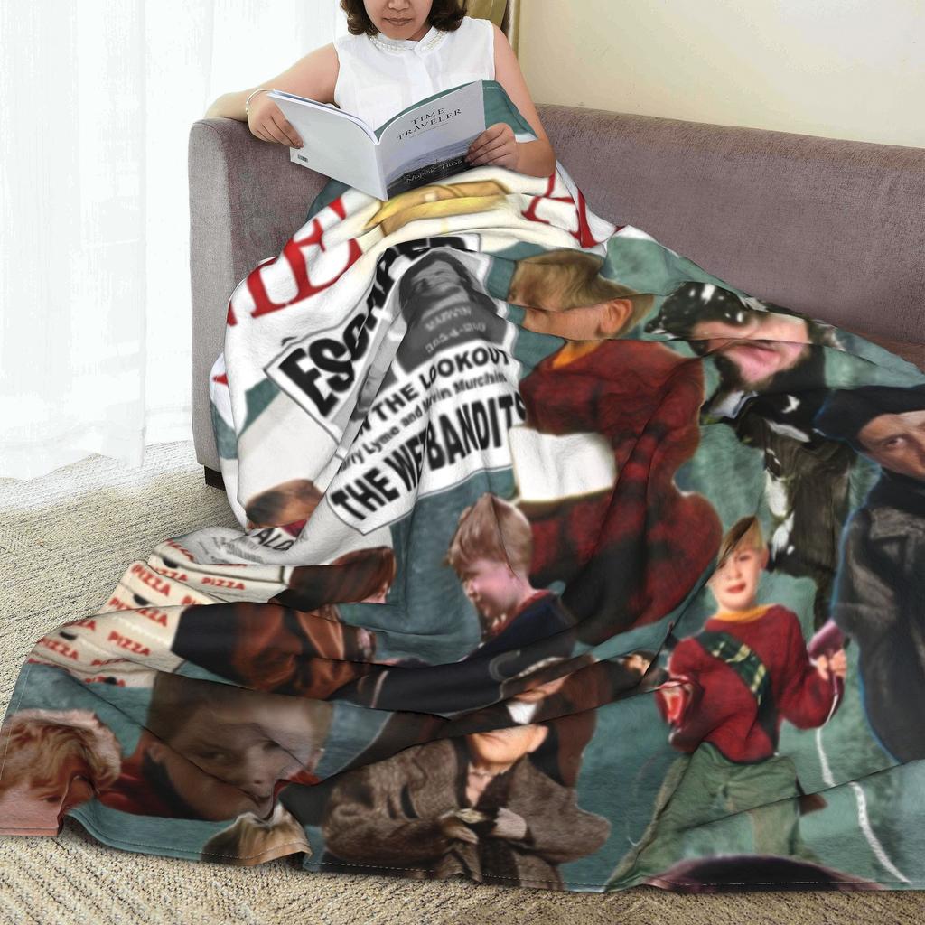 Home Alone Macaulay Culkin Collage Blanket Fleece Spring/Autumn Kevin Comedy Portable Super Warm Throw Blankets Plush Thin Quilt