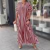 Fashion Side Slit Striped Loose Casual Short-sleeved Dress