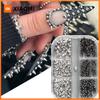 6Grids Metallic Rivet Punk Nail Charm Gold/Silver/Black Cone Spike Studs Nail Art Jewels Aolly Mini Rivet Studs Nail Supplies