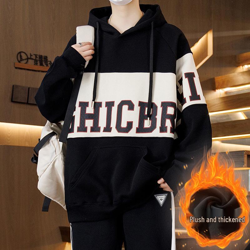 Autumn/Winter Teen Hoodie for Boys, Ages 12-16, Plus Velvet, Thick and Warm