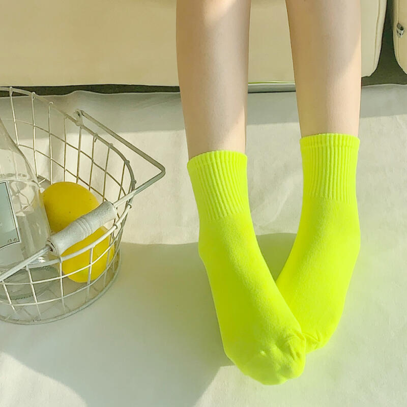 [10-Pair Set] Women's 4-Season Neon Banding Mid-Calf Socks