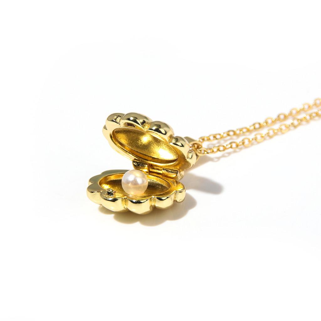 Mermaid Melody Pearl Necklace With Shell Design And Metal Chain For All