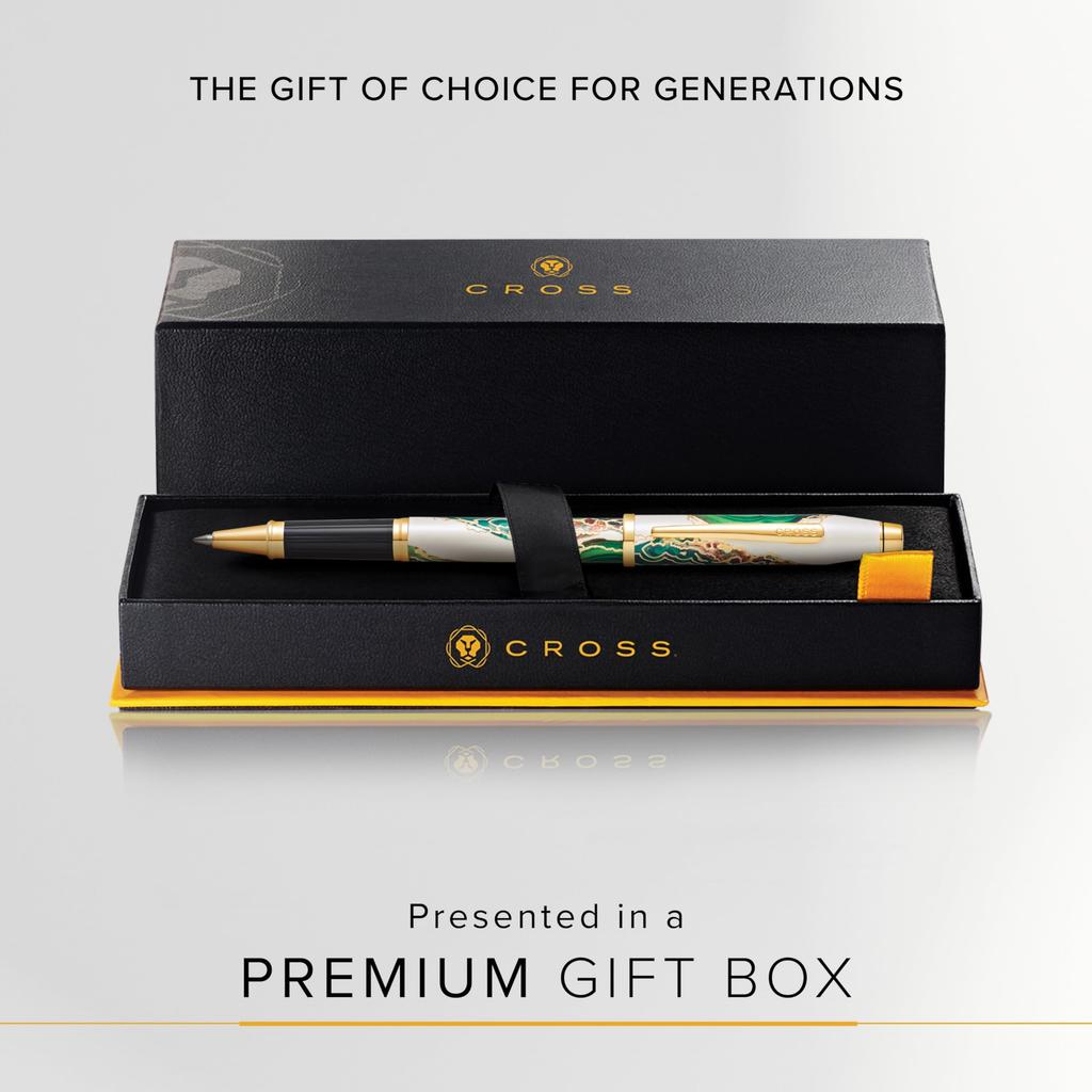 Cross Wanderlust Borneo Rollerball Pen, Water-Based Ink, NAT0755-2, Tropical Rainforest Design, 23KT Gold Plated Appointments, Official Import