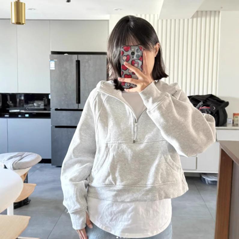 

Серый короткий свитер с воротником-стойкой на половину молнии женский маленький мужчина без шапки осень и зима внутренний топ тонкий XL серый