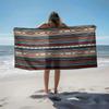 1pc Traditional Geometric Pattern with Vibrant Stripes 2D Printed Microfiber Beach Towel, Quick Dry Super Absorbent. Great for