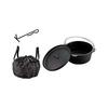CAPTAIN STAG Dutch Oven Set, Cast Iron, No Seasoning Required, Lid Lifter and Storage Bag Included