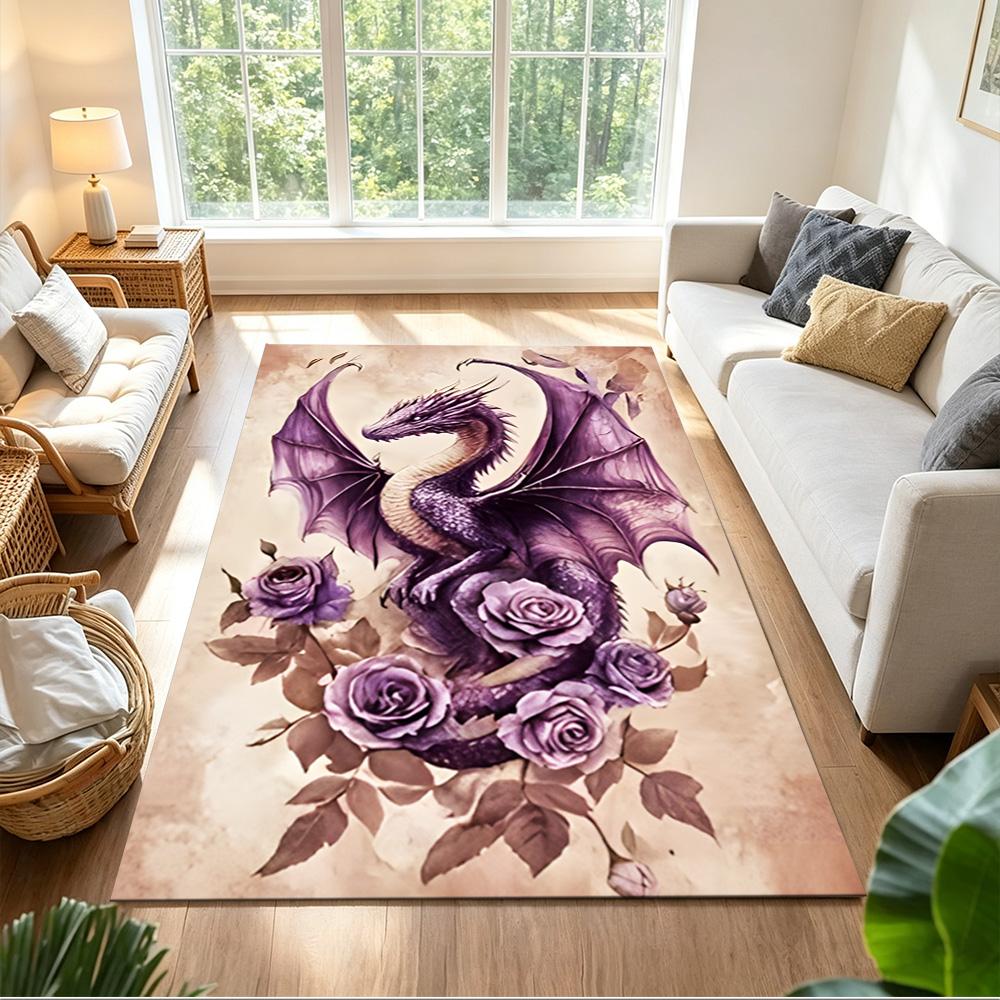 Mystic Dragon In Storm Non-Slip Home Carpet Design for Office Decor Living Room Bedroom Gift
