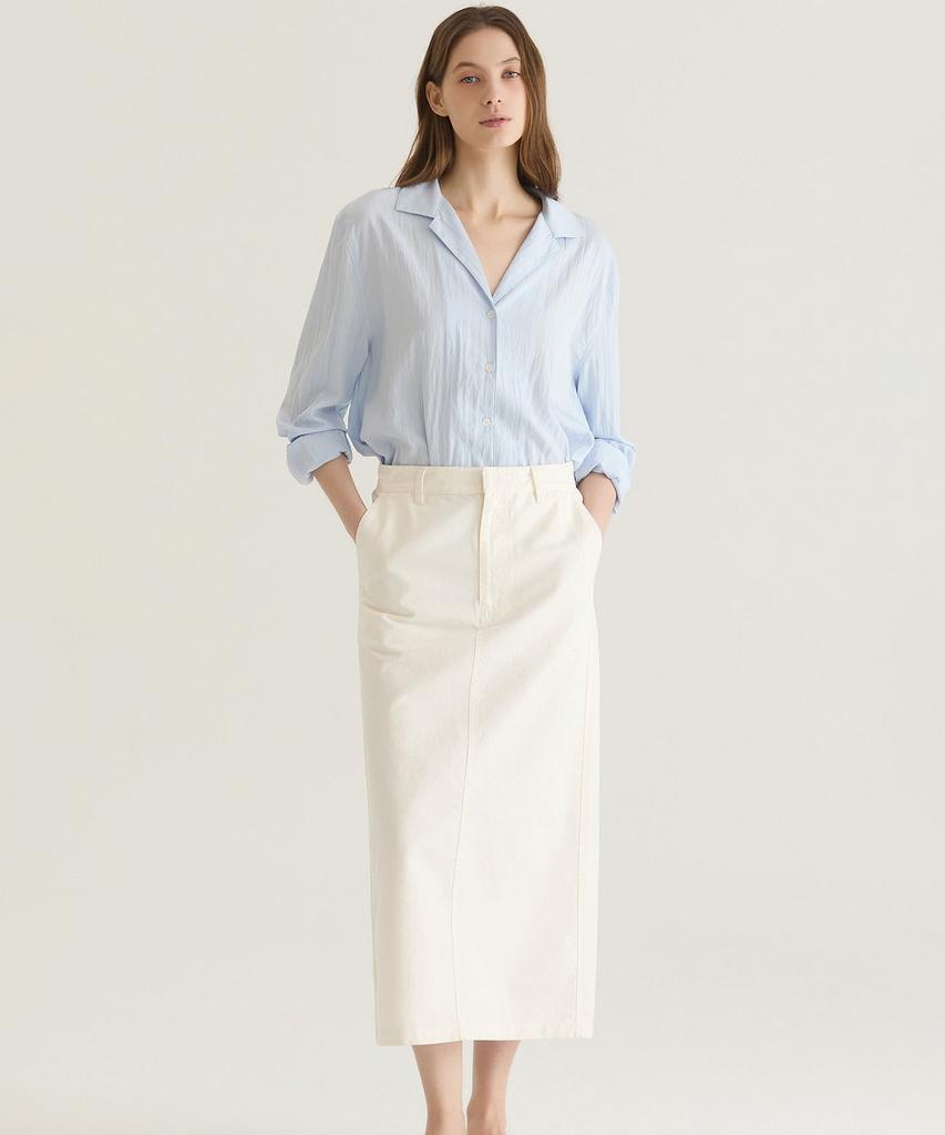 Oteumilkape Straight Cotton Skirt - White